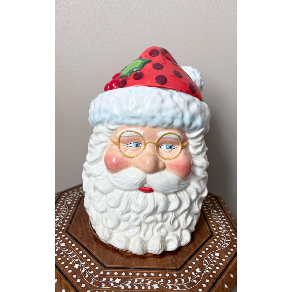 Vintage Mary Engelbreit Santa Face Cookie Jar Enesco 2004